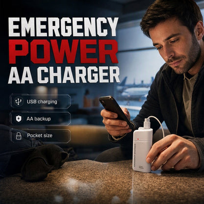 🔥Portable Emergency AA Battery‑Powered Charger｜Power Bank with LED Flashlight for Outdoor & Emergency Situations