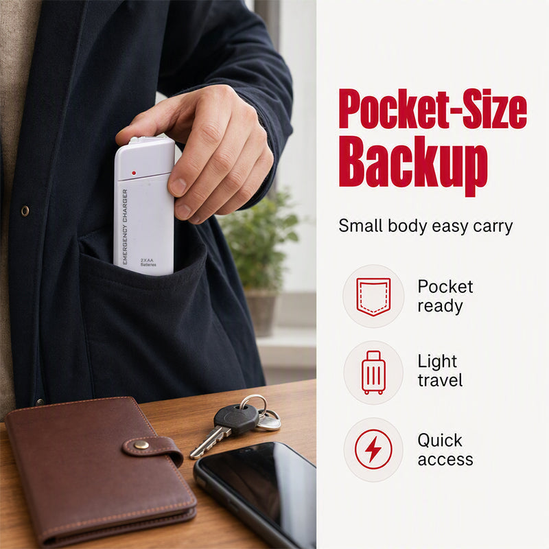 🔥Portable Emergency AA Battery‑Powered Charger｜Power Bank with LED Flashlight for Outdoor & Emergency Situations