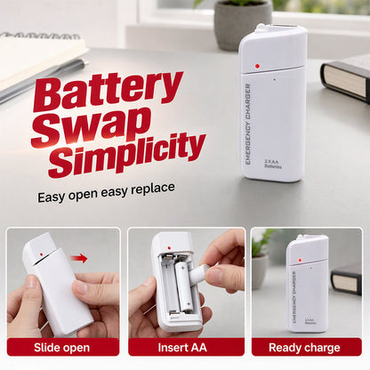 🔥Portable Emergency AA Battery‑Powered Charger｜Power Bank with LED Flashlight for Outdoor & Emergency Situations
